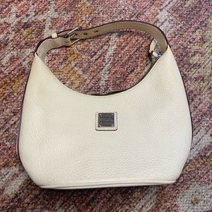 Dooney and Bourke White Pebble Leather Hobo Shoulder Bag Buckle Detail Handle